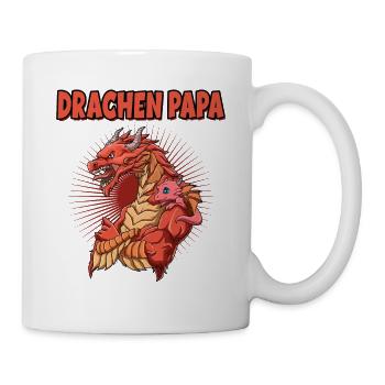Drachen Papa mit Drachen Kind - Tasse - Weiß - Rechts