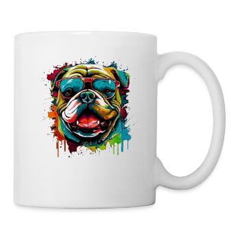 Niedliche Englische Bulldogge - Tasse - Weiß - Rechts