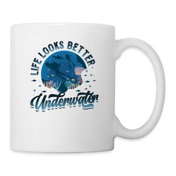 Das Leben Sieht Unter Wasser Besser Aus, Tauchen - Tasse - Weiß - Rechts