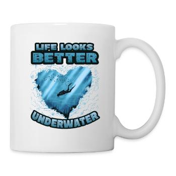 Das Leben Sieht Unter Wasser Besser Aus, Tauchen - Tasse - Weiß - Rechts
