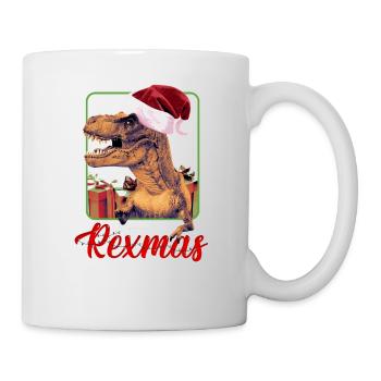 Noël Merry Rexmas - Dinosaure avec chapeau de Père Noël - Mug blanc - blanc - Droite