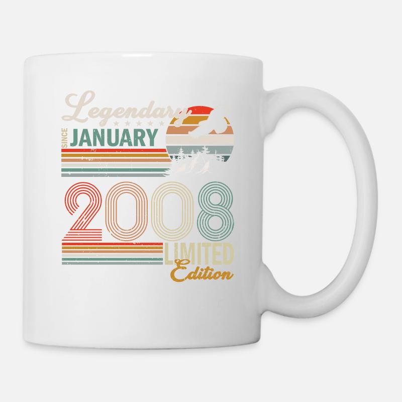 Janvier 2008. Cadeau d’anniversaire Janvier 2008. - Mug blanc - blanc