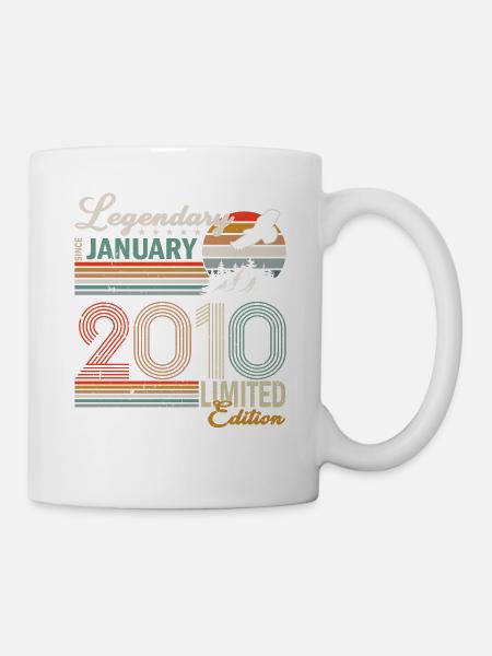 Faultier Legendär seit Januar 2010 Geburtstag - Tasse - Weiß