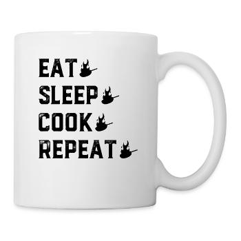 Manger dormir Cuire Répéter Grillades Barbecue Cuisson Ch - Mug blanc - blanc - Droite