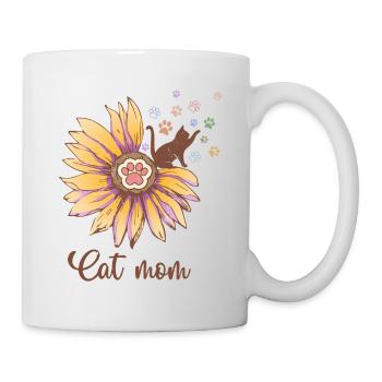 Cat Mom Sonnenblume - Tasse - Weiß - Rechts