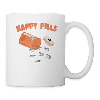Happy Pills Tokay Gecko Lustige Eidechse Liebhaber Humor - Tasse - Weiß - Rechts