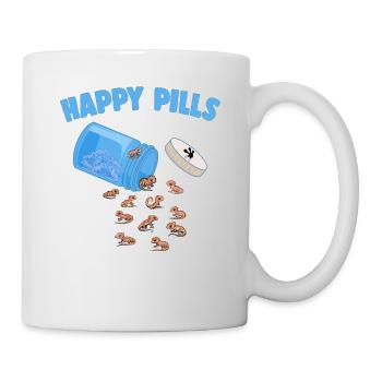 Happy Pills Eidechsen Lustige Schopfgecko Liebhaber Wortspiel - Tasse - Weiß - Rechts