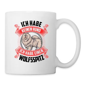 Ich habe einen Wolfsspitz Deutscher Keeshond - Tasse - Weiß - Rechts