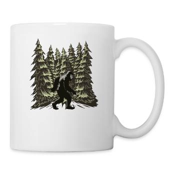 Moon and Bigfoot in the forest for monster lovers - Mug - white - Right