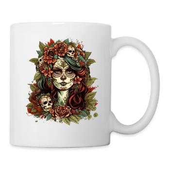 Tag der Toten Sugar Skull Totenschädel Catrina - Tasse - Weiß - Rechts