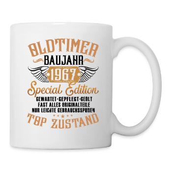 LUSTIG 55. GEBURTSTAG OLDTIMER 1967 EINZELSTÜCK - Tasse - Weiß - Rechts