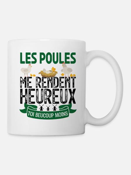 les poules me rendent heureux. cadeau agricultrice - Mug blanc - blanc