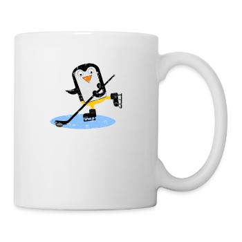 Pinguin spielt Eishockey mit Puck - Tasse - Weiß - Rechts