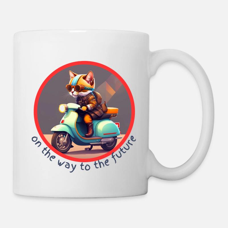 The cat on the way to the future - Mug - white