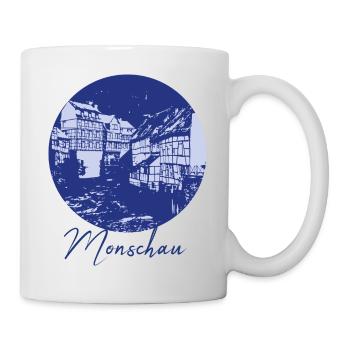 Monschau,skyline,stadt,kreis,blauer kreis,lila - Tasse - Weiß - Rechts