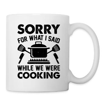 Désolé pour ce que j’ai dit pendant que nous cuisinions du restau - Mug blanc - blanc - Droite