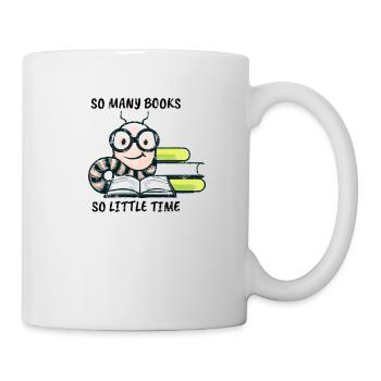 Bücherwurm Regenwurm mit dem Spruch: So viele - Tasse - Weiß - Rechts