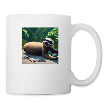 Lustiges Shirt / Lustige Sprüche - Faultier Spruch - Tasse - Weiß - Rechts