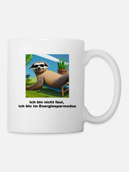 Lustiges Shirt / Lustige Sprüche - Faultier Spruch - Tasse - Weiß