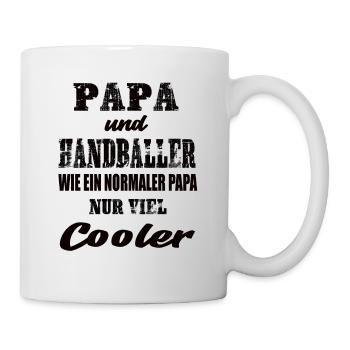 Papa und Handballer Handball Papa Ballsport - Tasse - Weiß - Rechts