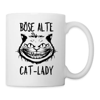 Böse alte Cat-Lady - Grinsekatze Lustiger Spruch - Tasse - Weiß - Rechts