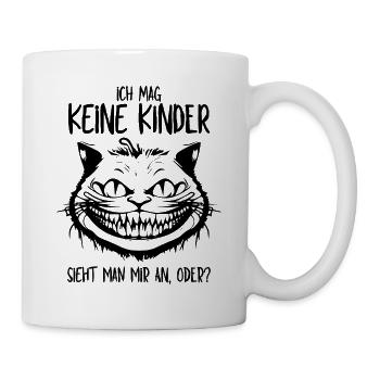 Ich mag keine Kinder - Grinsekatze Lustiger Spruch - Tasse - Weiß - Rechts