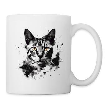 Bengal cat in black and white abstract art - Mug - white - Right