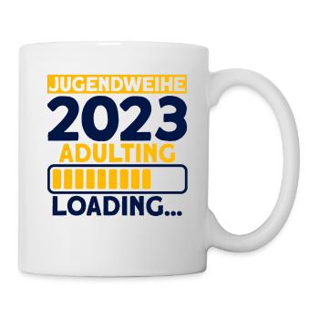 Jugendweihe 2023 Adulting Loading… Geschenk - Tasse - Weiß - Rechts