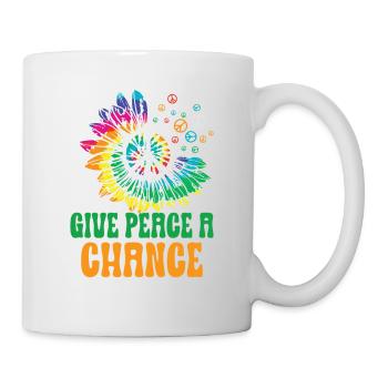 Hippie Peace Zeichen Frieden Blumen Blumenkind - Tasse - Weiß - Rechts