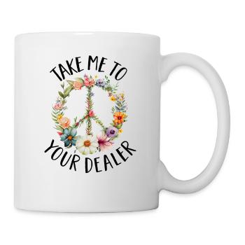 Hippie Peace Sign Peace Flowers Flower Child - Mug - white - Right