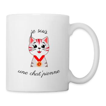 je suis une chat 'pionne - Mug blanc - blanc - Droite