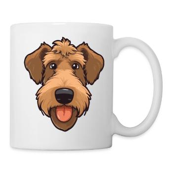 Airedale Terrier Head: Bande dessinée Cartoon Dogs Love - Mug blanc - blanc - Droite