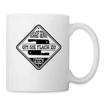 Scharf genug um sie flach zu legen Metzger - Tasse - Weiß - Rechts