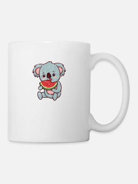 Le koala kawaii mange de la pastèque - Mug blanc - blanc
