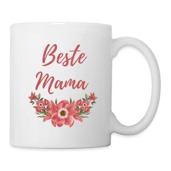 Beste Mama Blumen Mama Muttertag Geschenkidee - Tasse - Weiß - Rechts