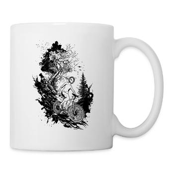 Abenteuerliches Mountainbike -Design in der Natur. - Tasse - Weiß - Rechts