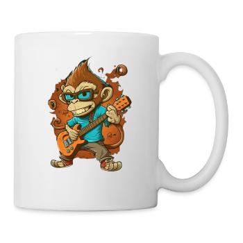 Affe Schimpanse spielt Acousitc Rock Gitarre - Tasse - Weiß - Rechts