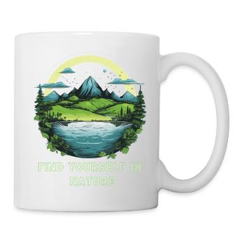 Bergsee-Idylle T-Shirt - Schönheit der Natur fest - Tasse - Weiß - Rechts