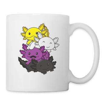 Nonbinary Flag Pride LGBTQ Mignon Axolotl Pile - Mug blanc - blanc - Droite