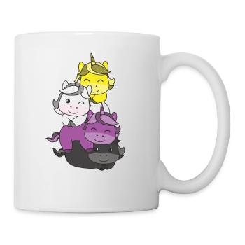 Nichtbinär Flag Pride LGBTQ süßer Einhorn Stapel - Tasse - Weiß - Rechts