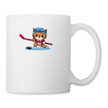 Cat playing ice hockey Funny kawaii design - Mug - white - Right