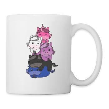 Genderfluid Flag Pride LGBTQ Cute Unicorn Stack - Mug - white - Right