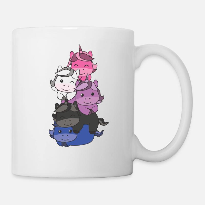 Genderfluid Flag Pride LGBTQ Mignon Unicorn Stack - Mug blanc - blanc