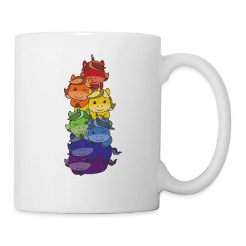 Regenbogen Einhorn süße bunte Einhorn für Kinder - Tasse - Weiß - Rechts