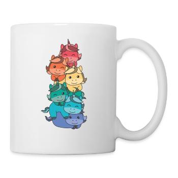 Regenbogen Flag Pride LGBTQ süßer Einhorn Stapel - Tasse - Weiß - Rechts