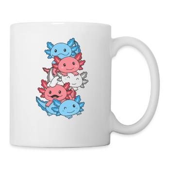 Transgender Flag Pride LGBTQ süßer Axolotl Stapel - Tasse - Weiß - Rechts