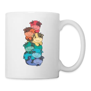 Regenbogen Flag Pride LGBTQ süßer Kuh Stapel - Tasse - Weiß - Rechts