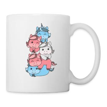 Transgender Flag Pride LGBTQ süßer Einhorn Stapel - Tasse - Weiß - Rechts