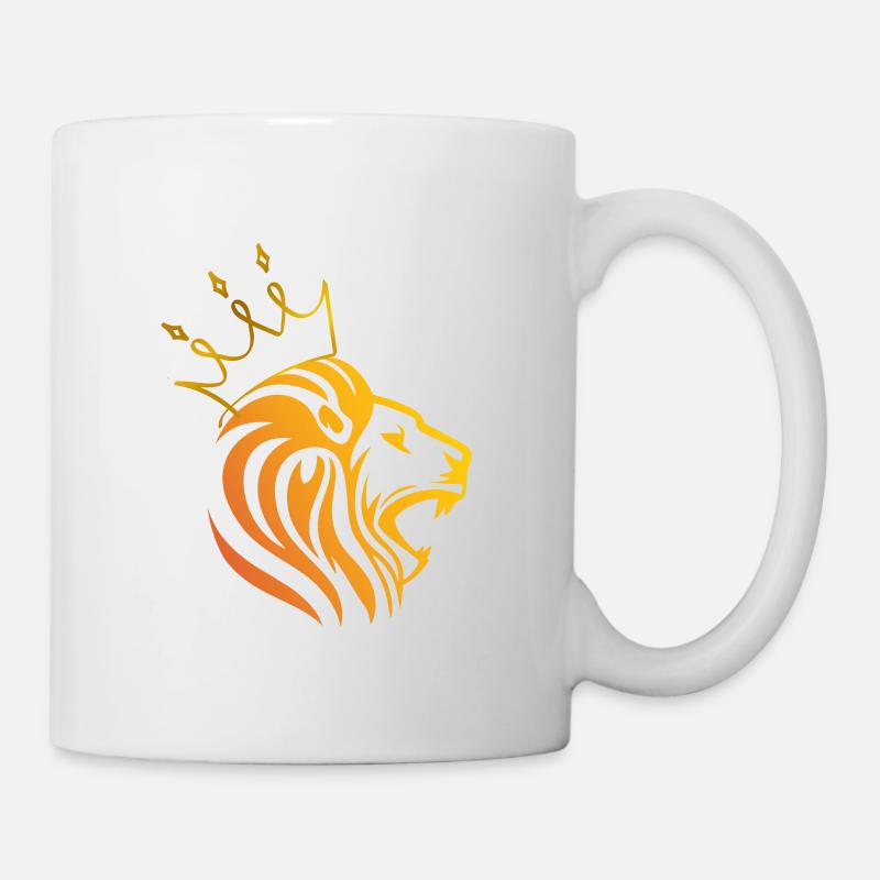 Lion d’or avec Crown Alpha Animal King Stark Cool - Mug blanc - blanc