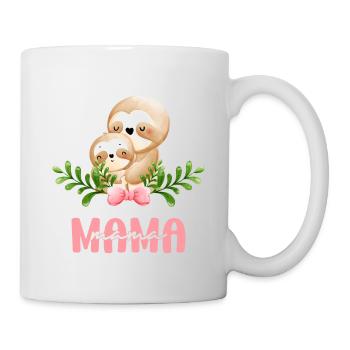 Mama Faultier Mutter Kind Mutterliebe - Tasse - Weiß - Rechts